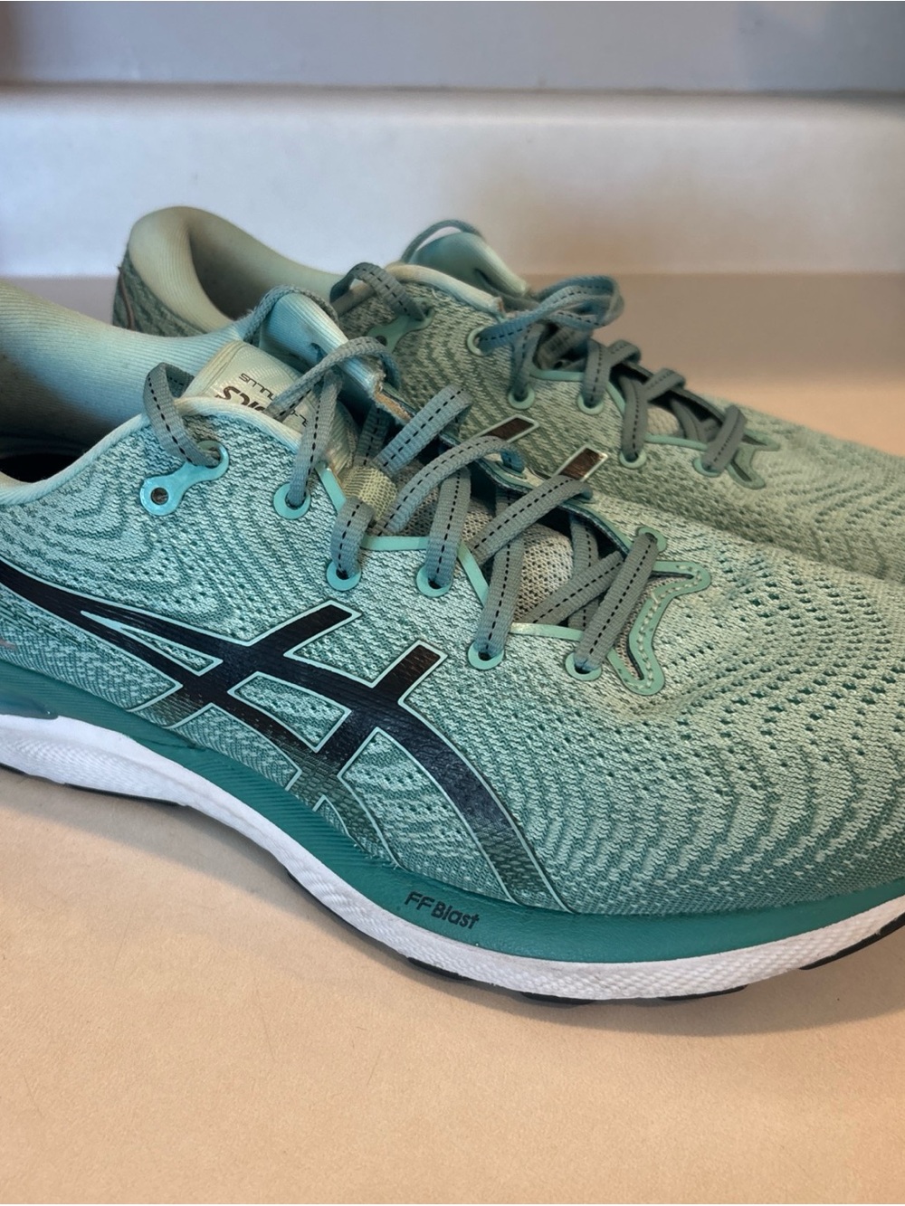 ASICS Gel Cumulus Pure Gel FF Blast+ Mens Running Sports Shoes Size 11  Aqua